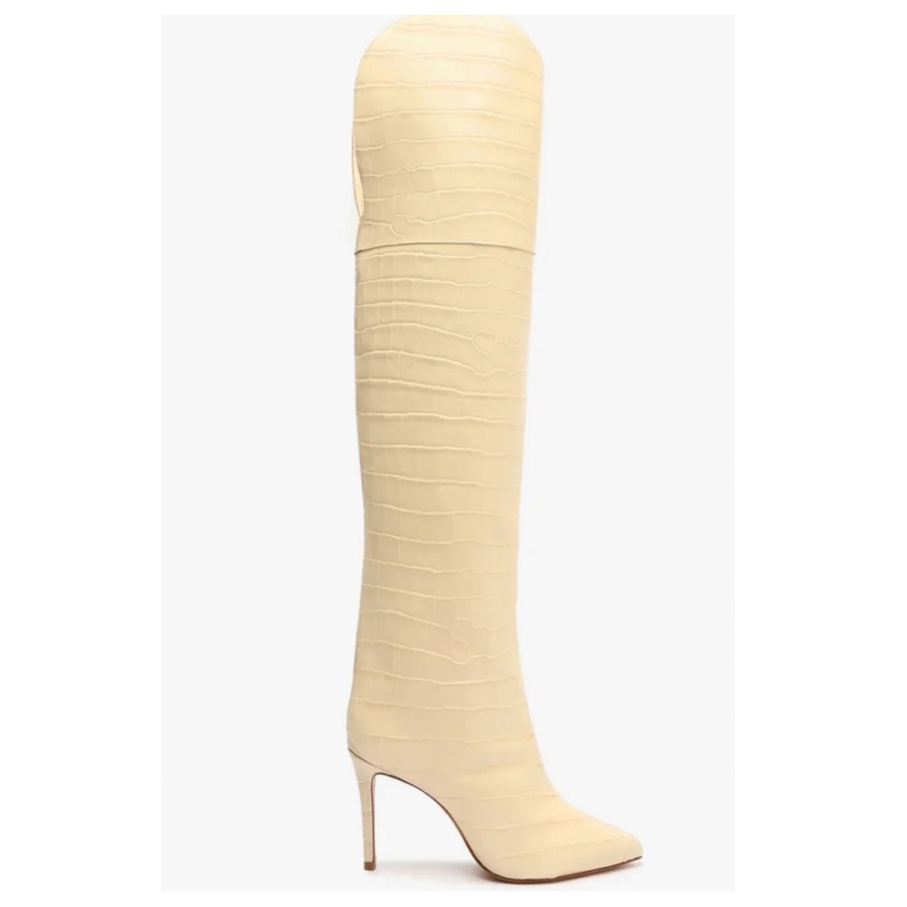 Schutz Maryana Crocodile-Embossed Over-The-Knee Elegant Women's Boots